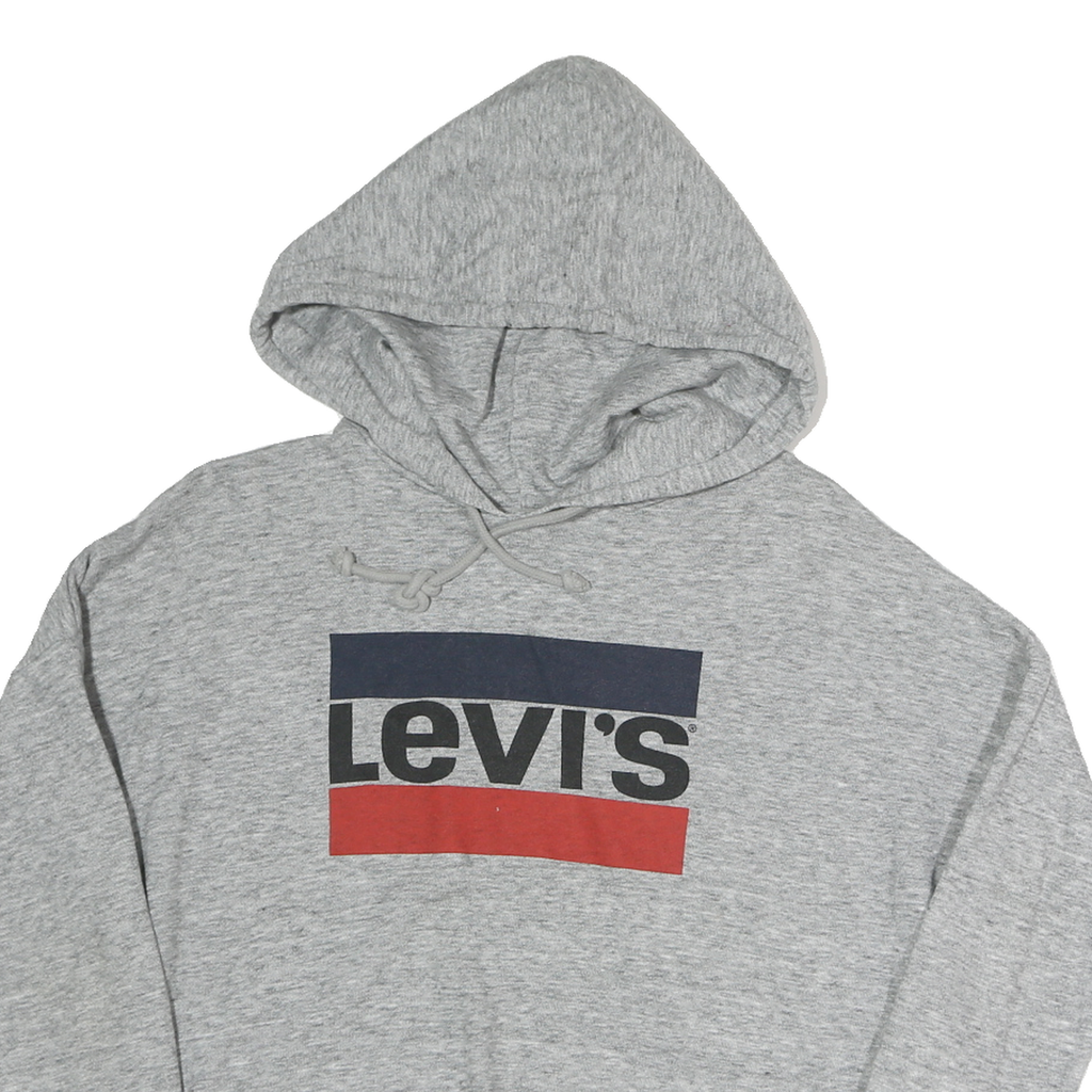 LEVI'S Womens Grey Cotton Hoodie XS Logo Printed Casual Sweatshirt