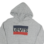 LEVI'S Womens Grey Cotton Hoodie XS Logo Printed Casual Sweatshirt