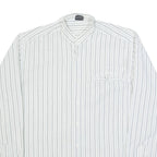 HAPPY LIFE Mens Shirt White Striped Long Sleeve L