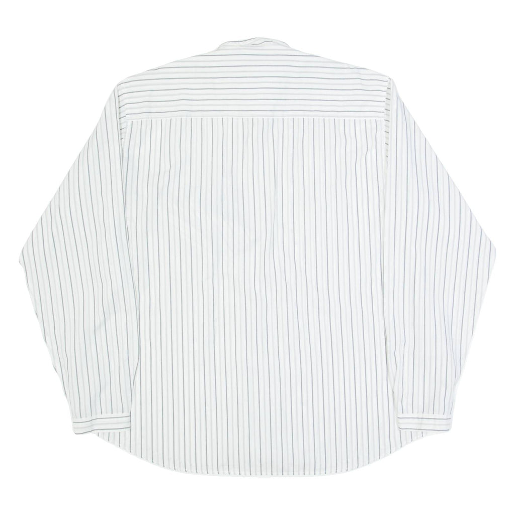 HAPPY LIFE Mens Shirt White Striped Long Sleeve L