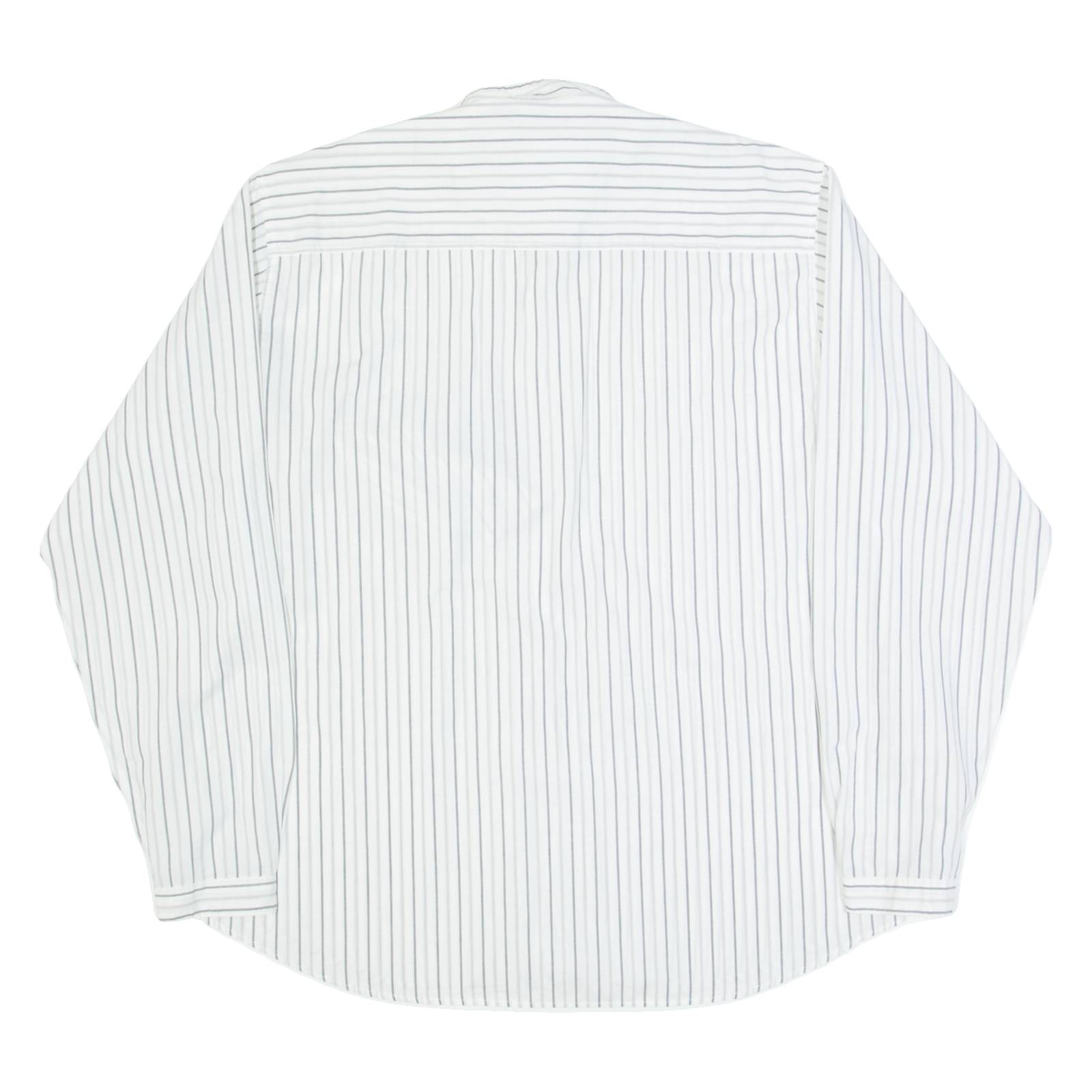 HAPPY LIFE Mens Shirt White Striped Long Sleeve L