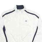 CHAMPION Mens White & Navy Zip Front Track Jacket M Polyester Sports Casual