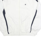 CHAMPION Mens White & Navy Zip Front Track Jacket M Polyester Sports Casual