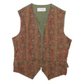 LIZ CLAIBORNE Womens Green & Rust Paisley Vest S Polyester Blend Waistcoat