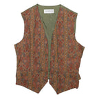 LIZ CLAIBORNE Womens Green & Rust Paisley Vest S Polyester Blend Waistcoat