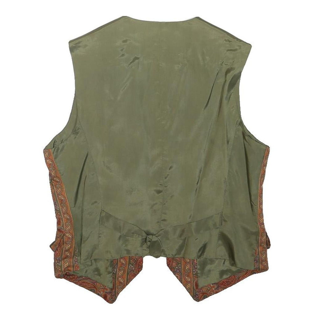 LIZ CLAIBORNE Womens Green & Rust Paisley Vest S Polyester Blend Waistcoat