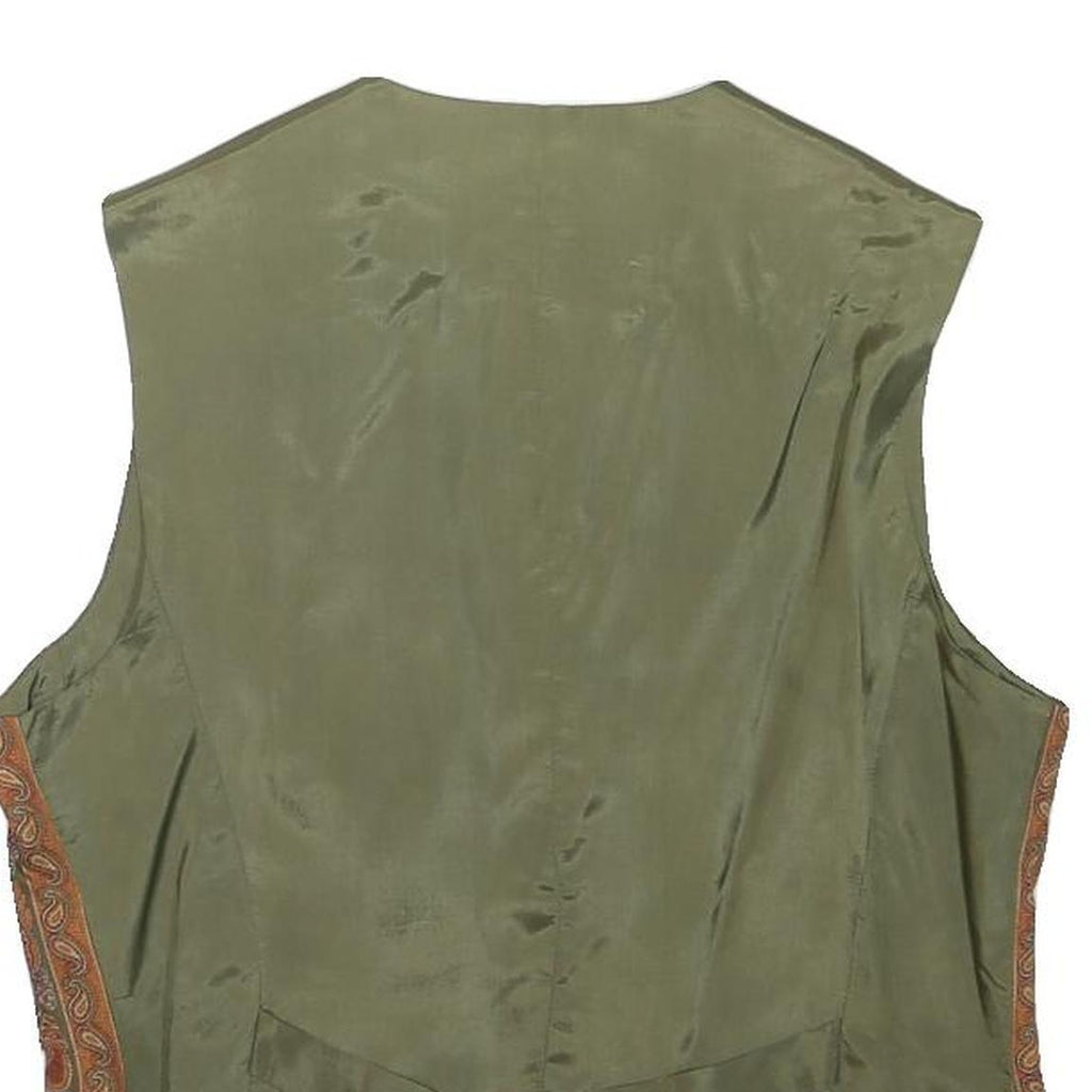 LIZ CLAIBORNE Womens Green & Rust Paisley Vest S Polyester Blend Waistcoat