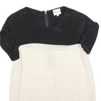 REISS Womens Black & White Silk Plain Top Short Sleeve Round Neck UK 6 Silk