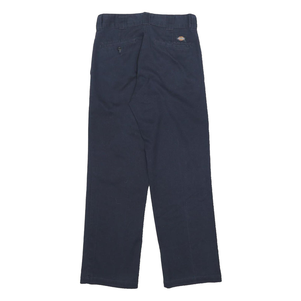 DICKIES Mens Cotton Blend Navy Regular Straight Trousers W30 L32 Workwear Casual