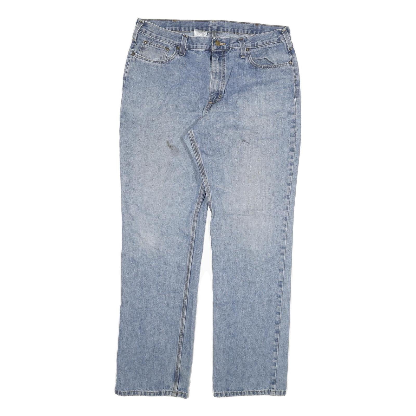CARHARTT Mens Jeans Blue Relaxed Straight Denim Medium W36 L32 Zip Closure