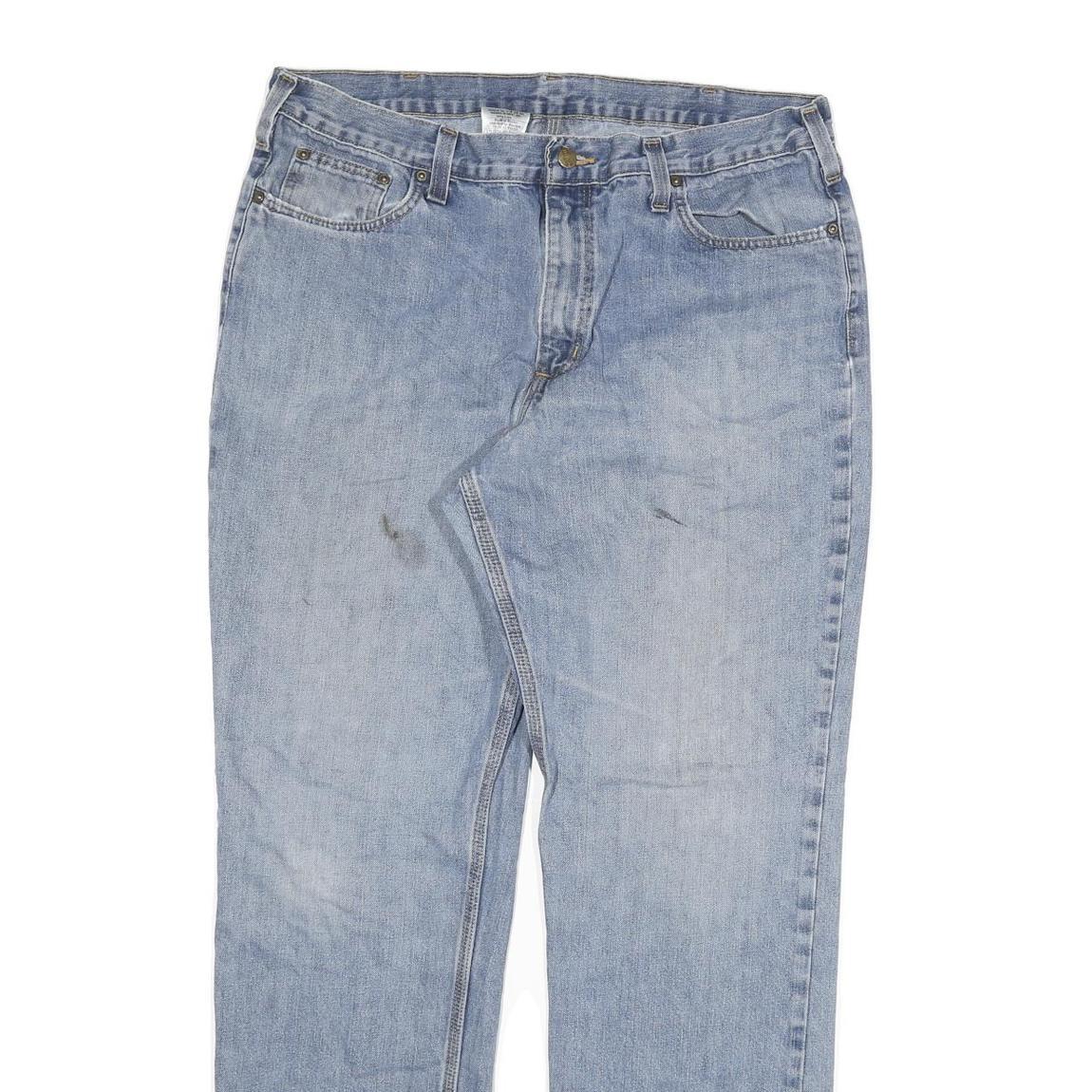 CARHARTT Mens Jeans Blue Relaxed Straight Denim Medium W36 L32 Zip Closure