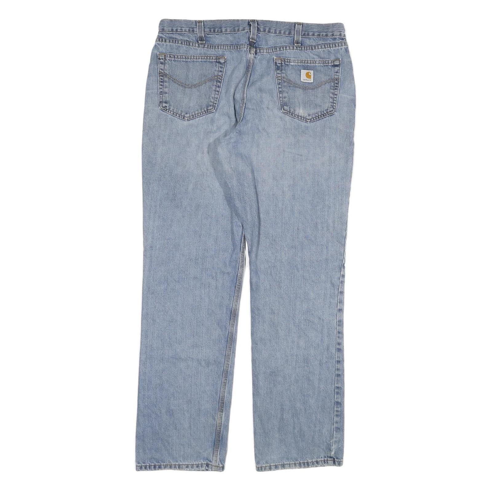 CARHARTT Mens Jeans Blue Relaxed Straight Denim Medium W36 L32 Zip Closure