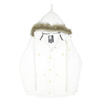 KARL KANI Mens White Jacket S Polyester Blend Zip Hooded Plain Winter Coat