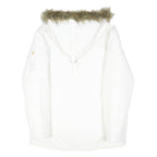 KARL KANI Mens White Jacket S Polyester Blend Zip Hooded Plain Winter Coat