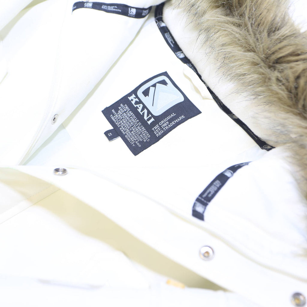 KARL KANI Mens White Jacket S Polyester Blend Zip Hooded Plain Winter Coat