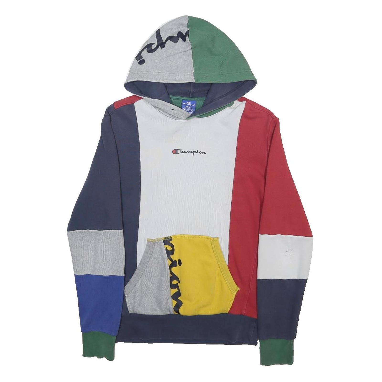 CHAMPION Mens Multicolour Colourblock Hoodie S Cotton Blend Casual