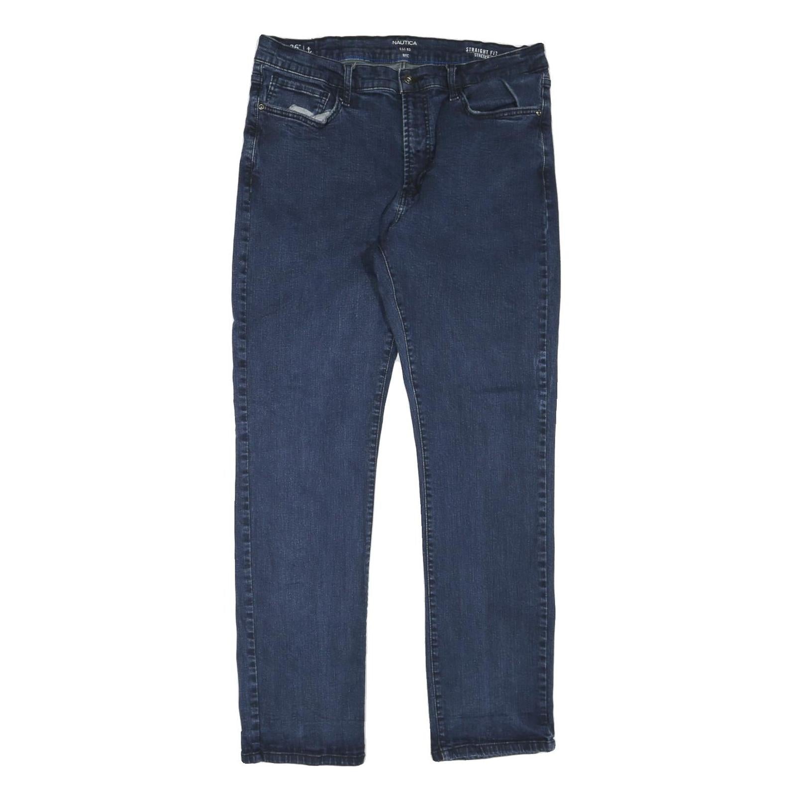 NAUTICA Mens Jeans Blue Regular Straight Denim Medium W36 L32 Stylish Zip