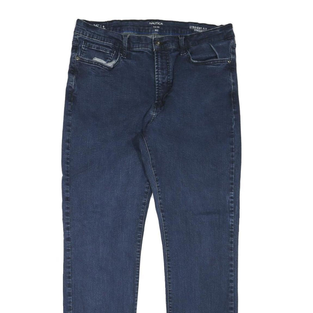 NAUTICA Mens Jeans Blue Regular Straight Denim Medium W36 L32 Stylish Zip