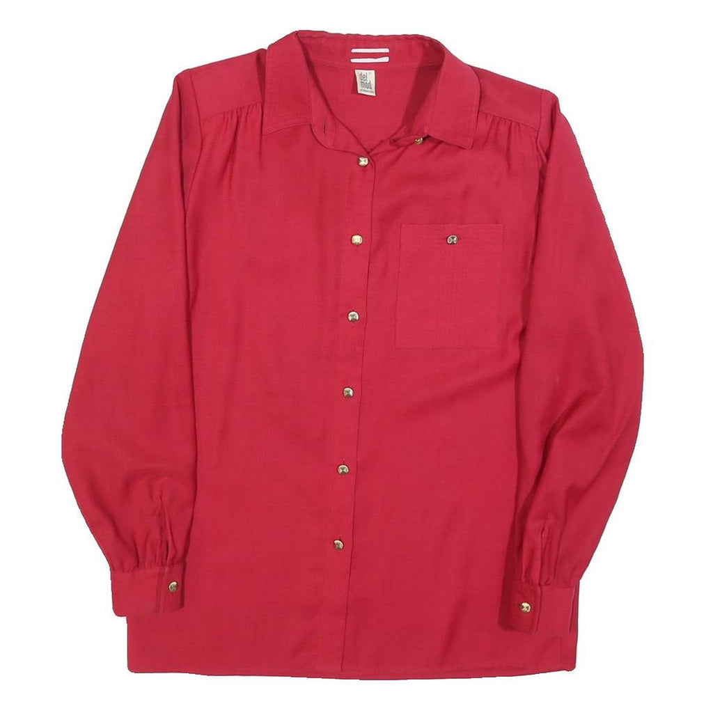 DELMOD Womens Red Shirt Long Sleeve Collared Plain M Elegant Classic