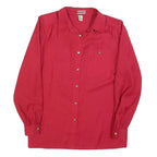 DELMOD Womens Red Shirt Long Sleeve Collared Plain M Elegant Classic