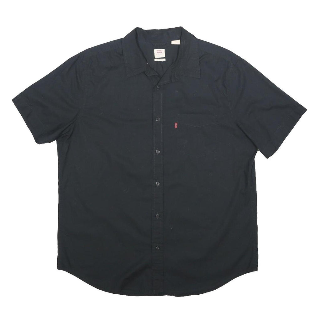 LEVI'S Mens Black Cotton Short Sleeve Shirt L Casual Button Front Pocket