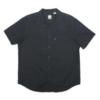 LEVI'S Mens Black Cotton Short Sleeve Shirt L Casual Button Front Pocket