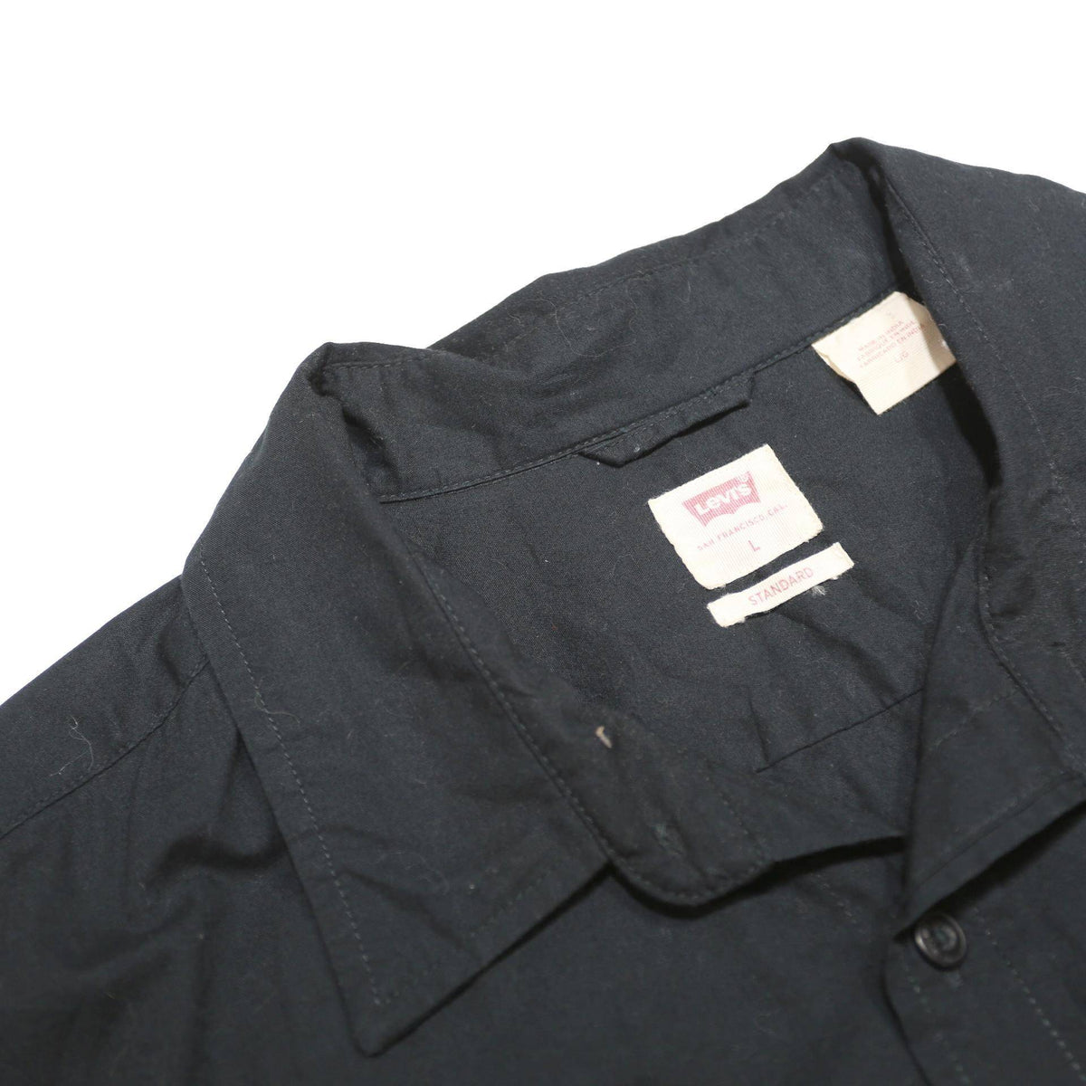 LEVI'S Mens Black Cotton Short Sleeve Shirt L Casual Button Front Pocket