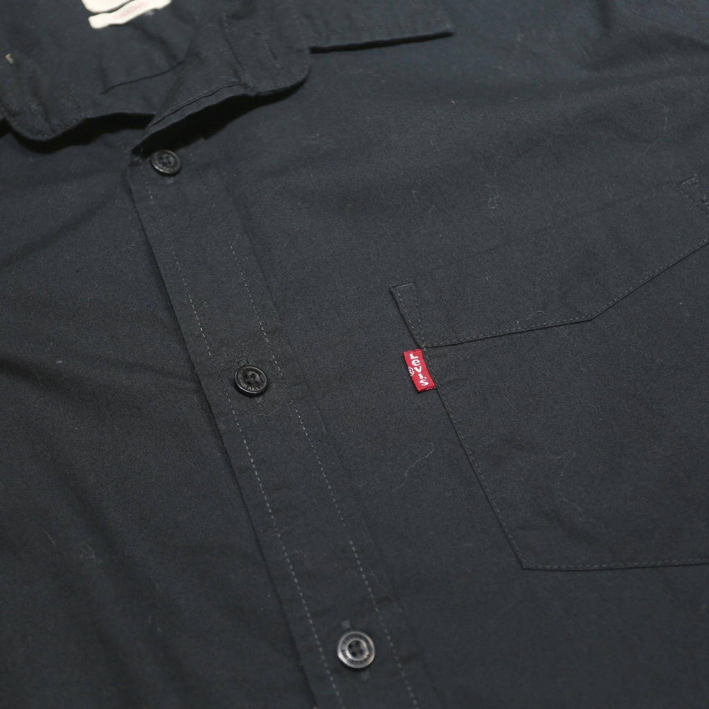 LEVI'S Mens Black Cotton Short Sleeve Shirt L Casual Button Front Pocket