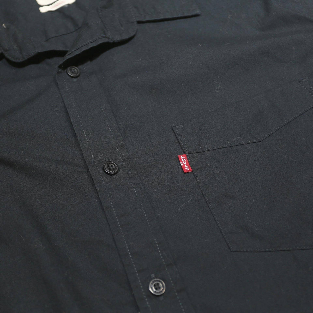 LEVI'S Mens Black Cotton Short Sleeve Shirt L Casual Button Front Pocket