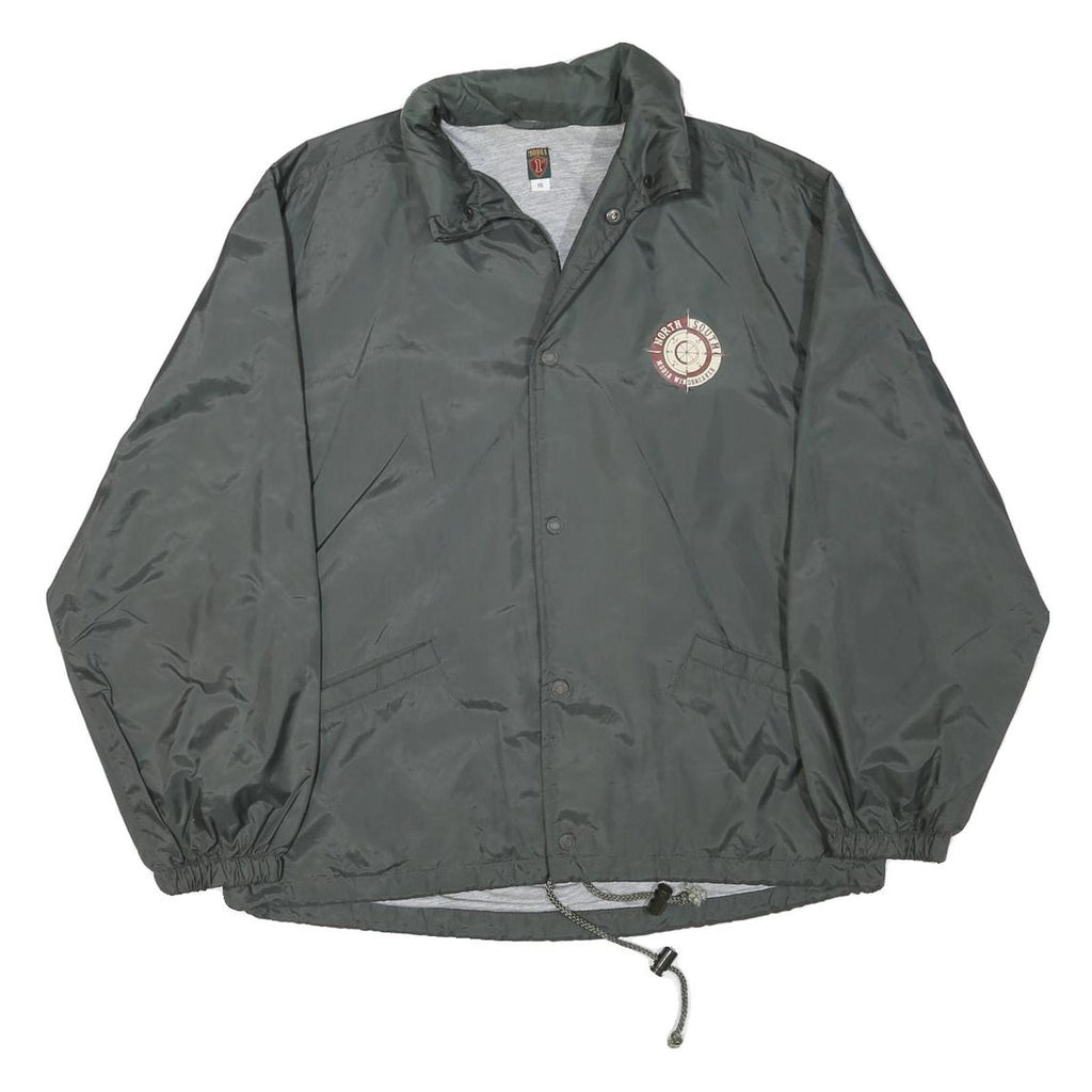 MODIA Mens Grey Button Jacket L Polyester Blend Plain Lightweight Outerwear