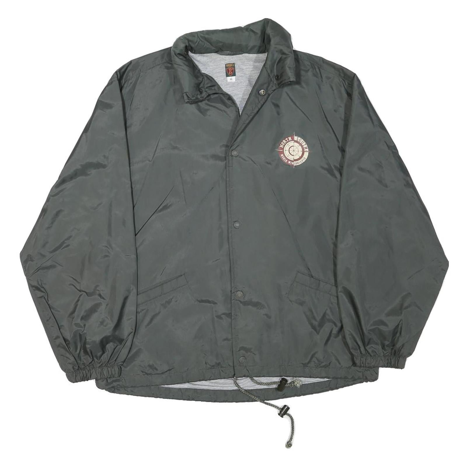 MODIA Mens Grey Button Jacket L Polyester Blend Plain Lightweight Outerwear