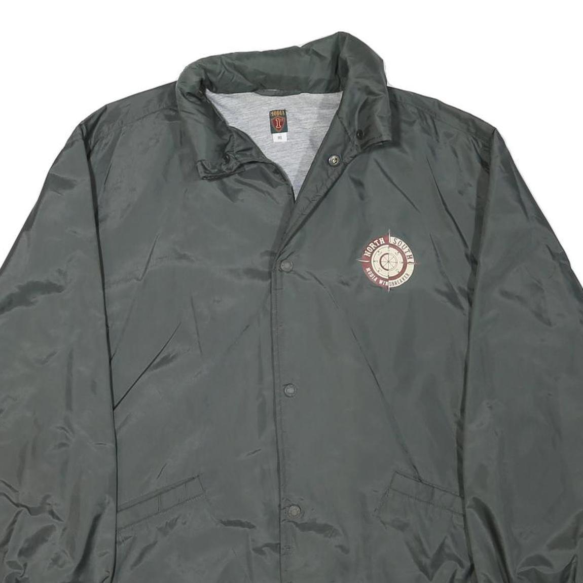 MODIA Mens Grey Button Jacket L Polyester Blend Plain Lightweight Outerwear