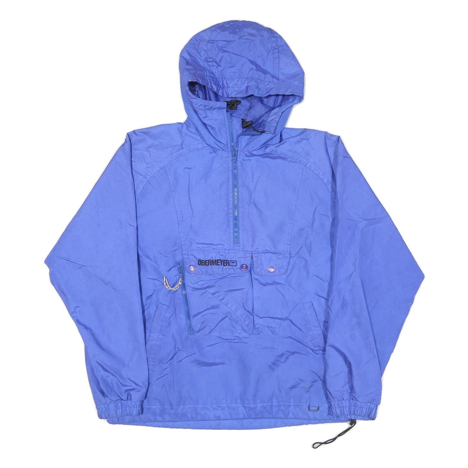 OBERMEYER Womens Blue Outdoor Jacket L Polyester Blend Plain Zip Hooded