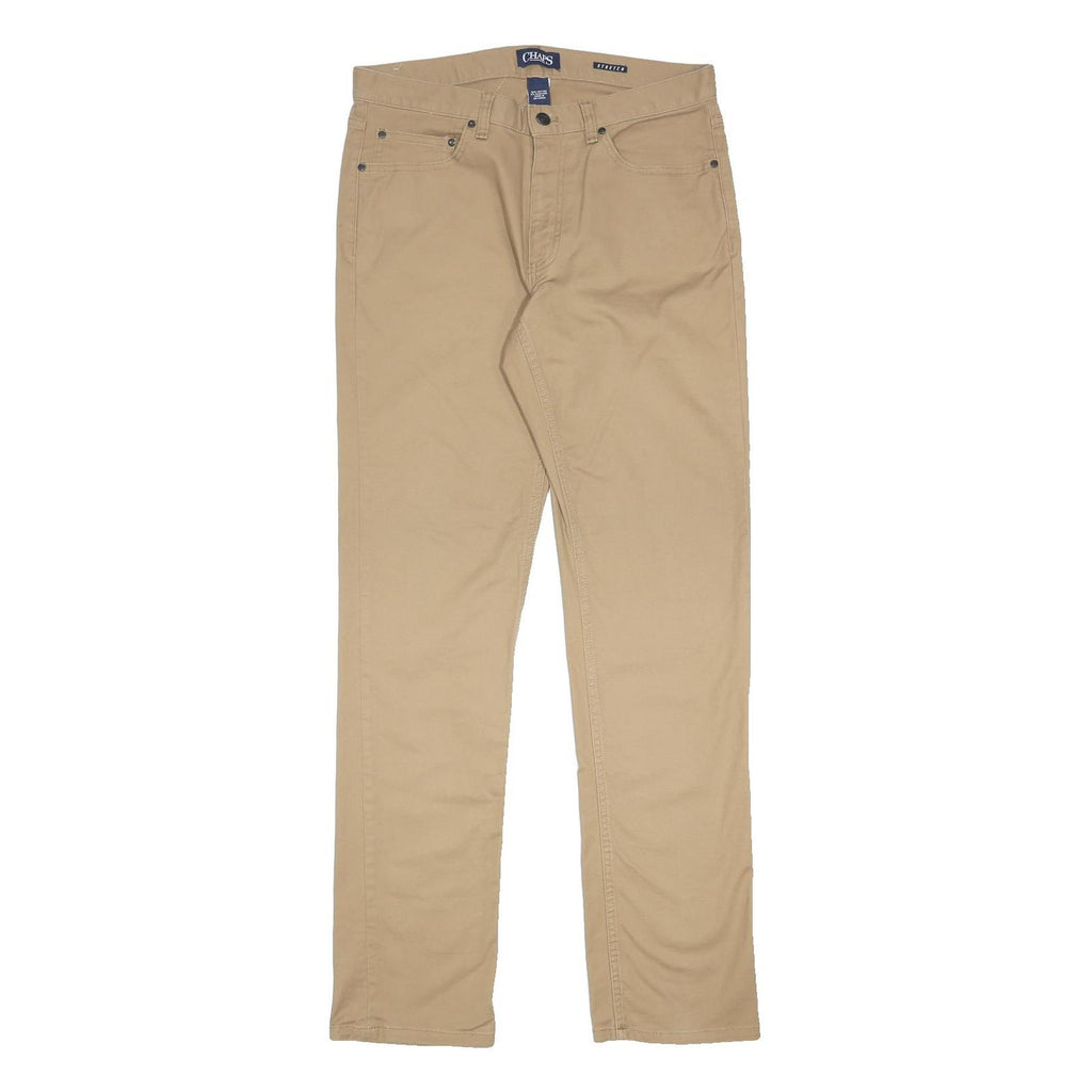 CHAPS Mens Cotton Blend Beige Regular Fit Straight Leg Trousers W32 L34
