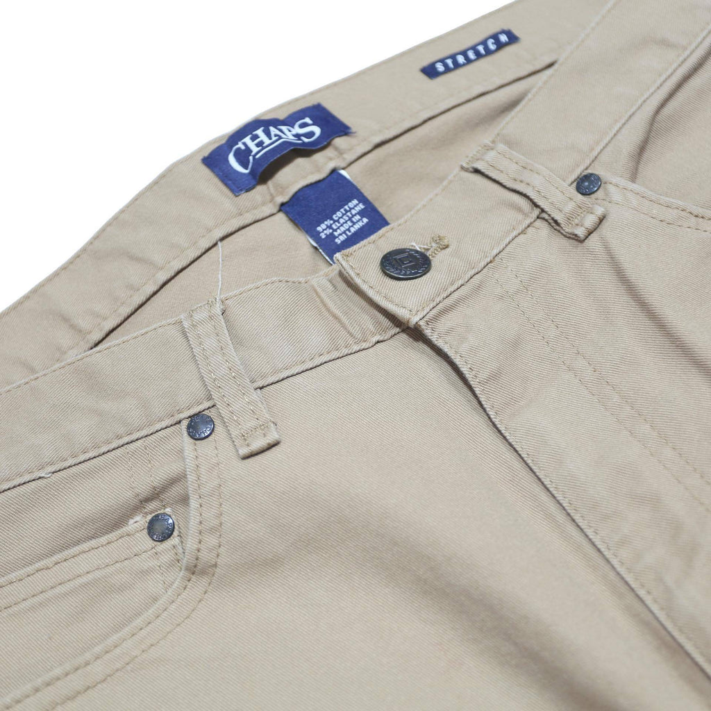 CHAPS Mens Cotton Blend Beige Regular Fit Straight Leg Trousers W32 L34