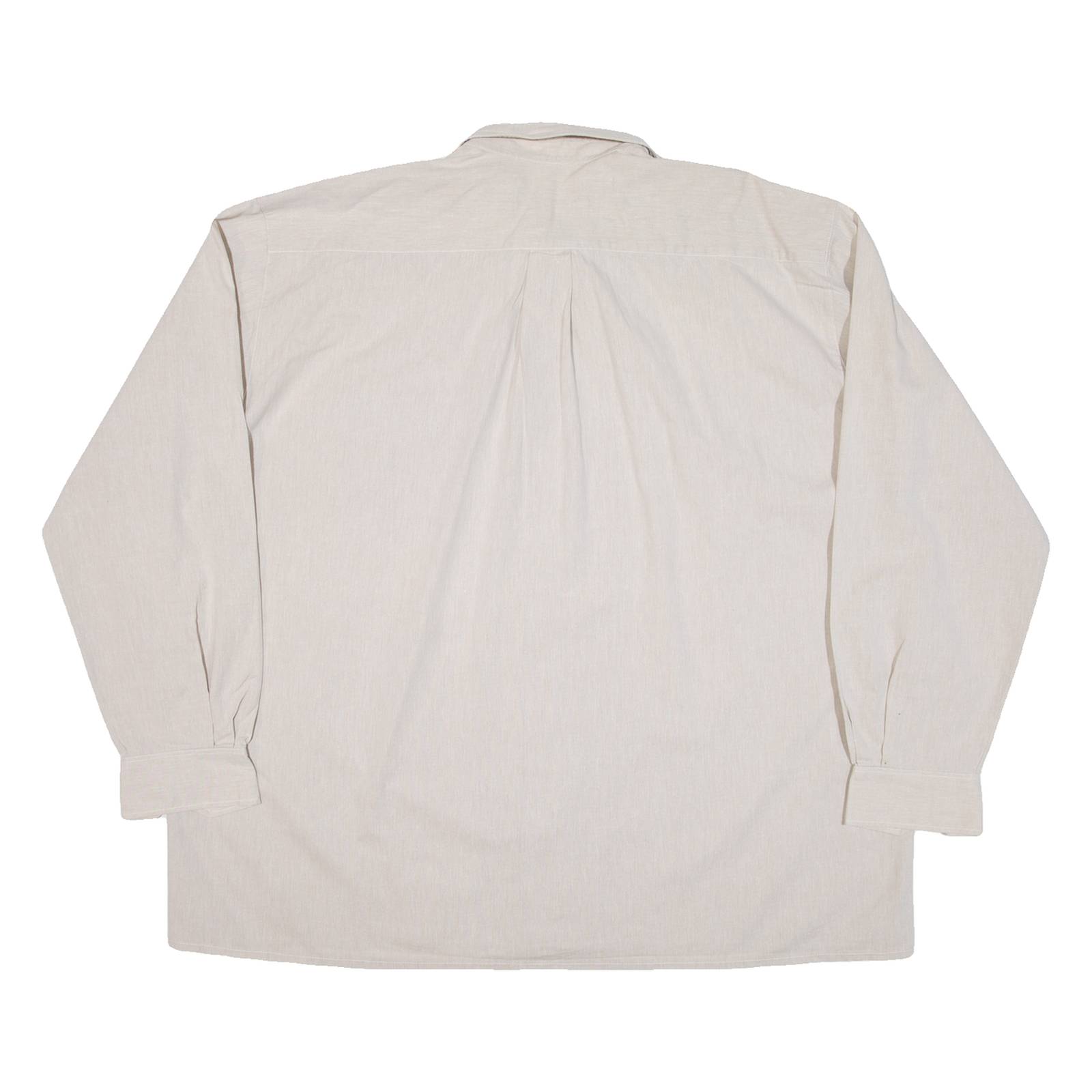 Mens Plain Shirt Beige Long Sleeve 2XL