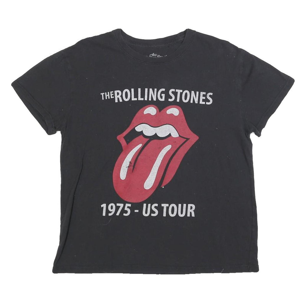 THE ROLLING STONES Womens Black 1975 US Tour Graphic T-Shirt XL Short Sleeve