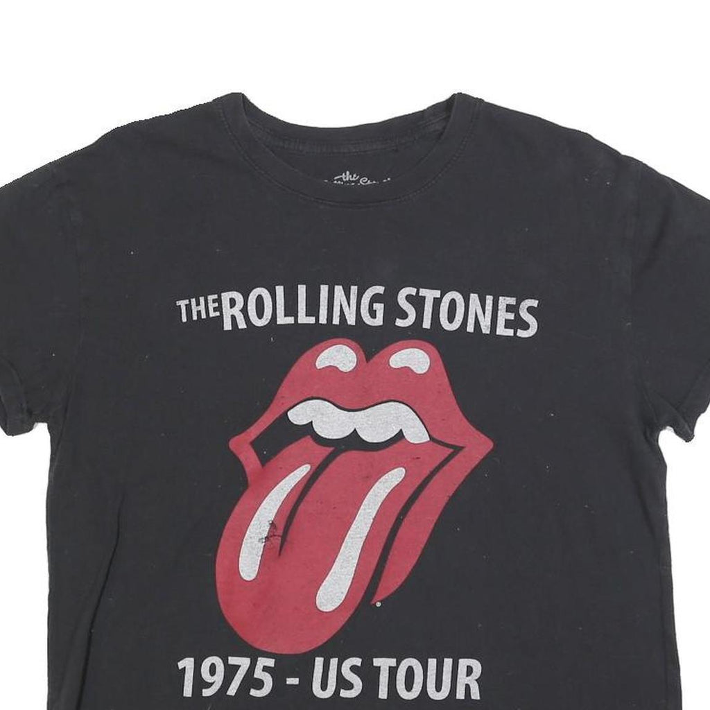THE ROLLING STONES Womens Black 1975 US Tour Graphic T-Shirt XL Short Sleeve
