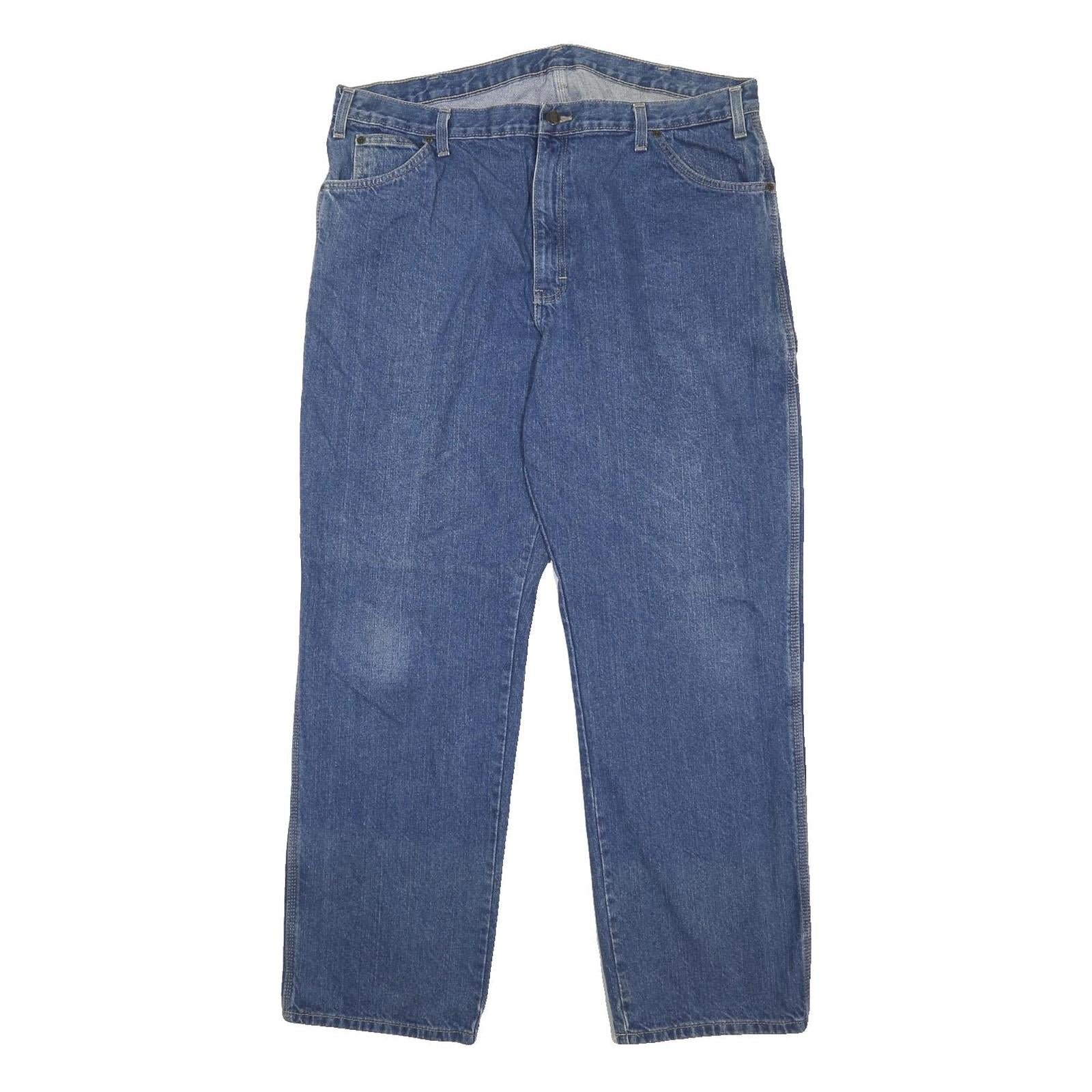 DICKIES Mens Regular Fit Blue Denim Jeans W40 L32 Workwear Utility Zip Closure