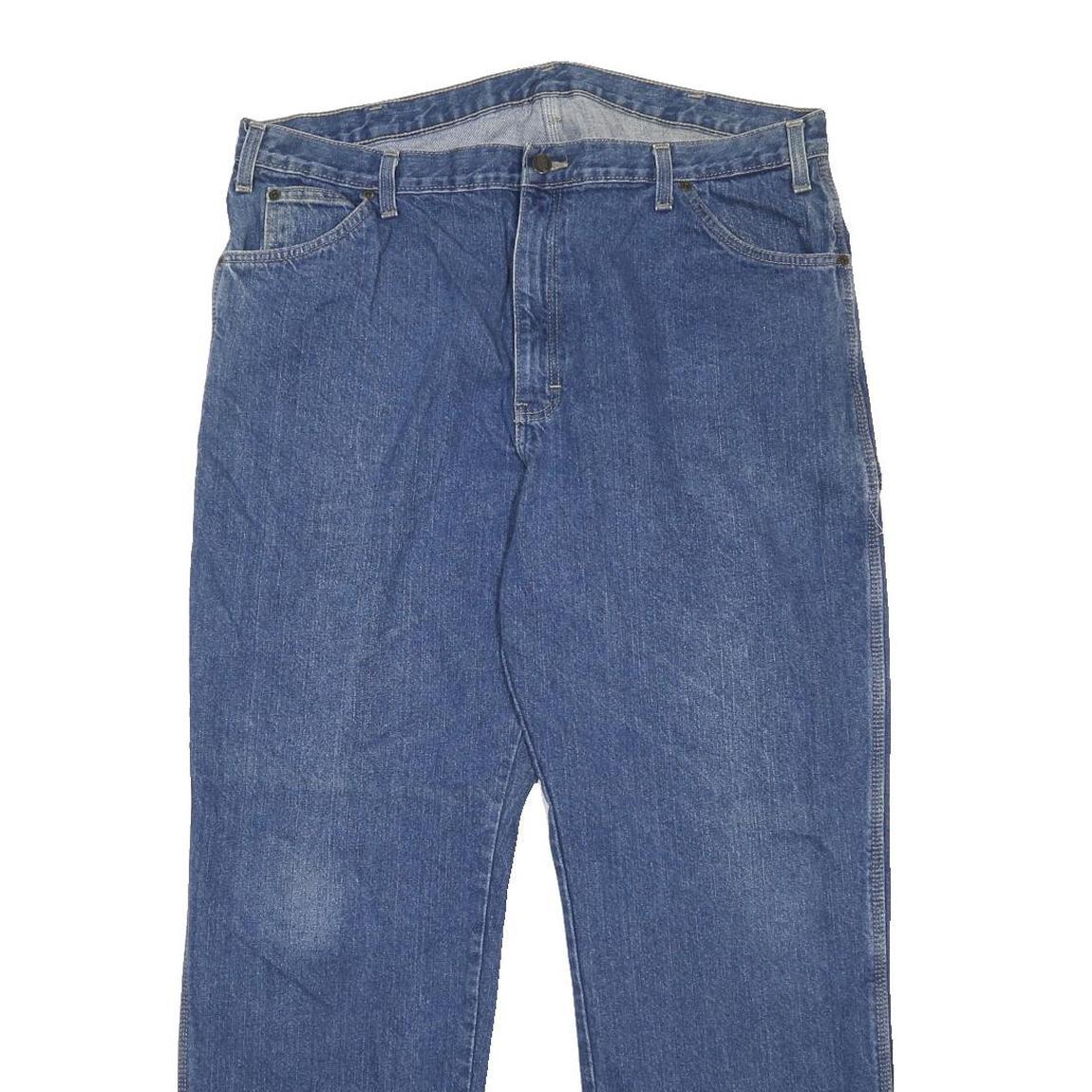 DICKIES Mens Regular Fit Blue Denim Jeans W40 L32 Workwear Utility Zip Closure