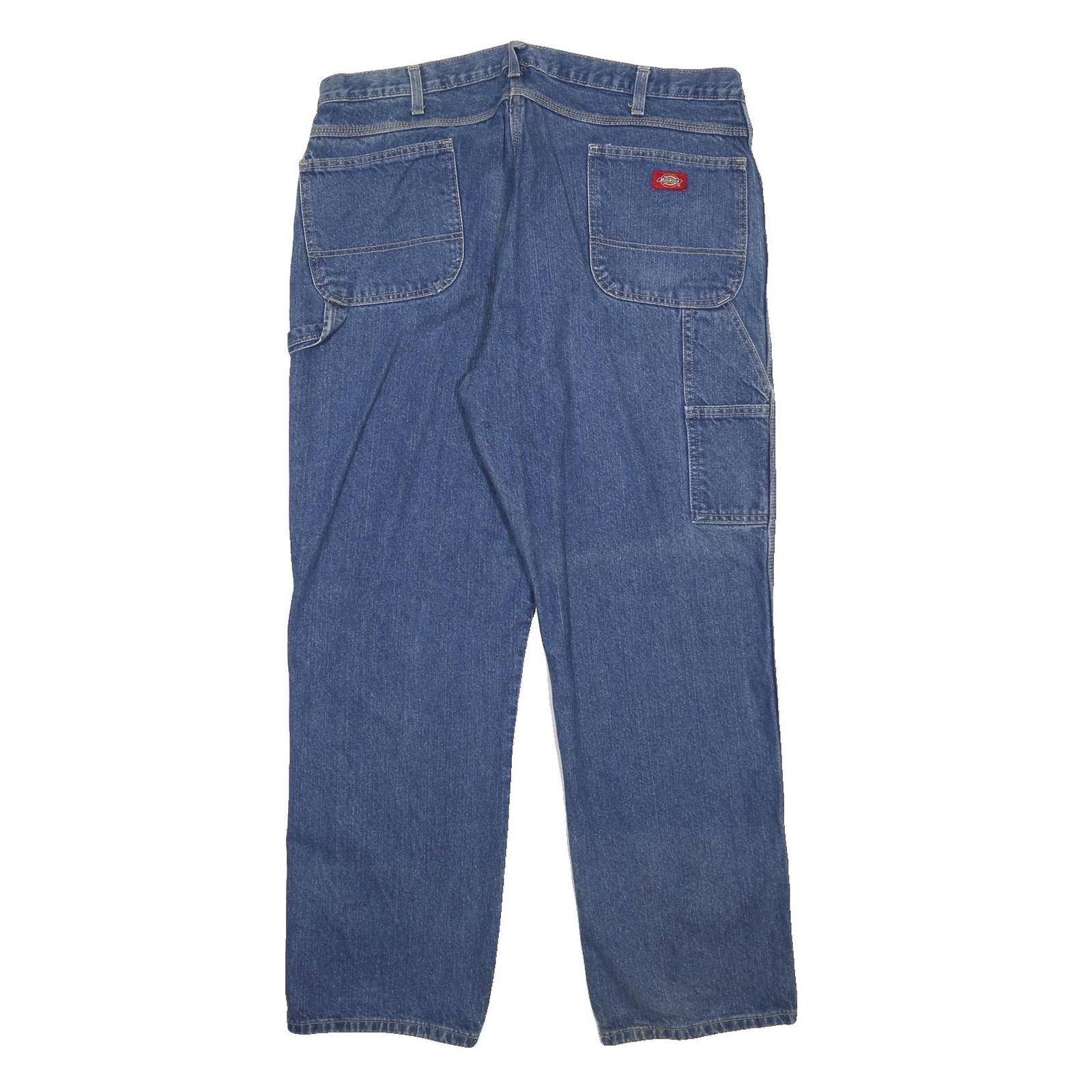 DICKIES Mens Regular Fit Blue Denim Jeans W40 L32 Workwear Utility Zip Closure