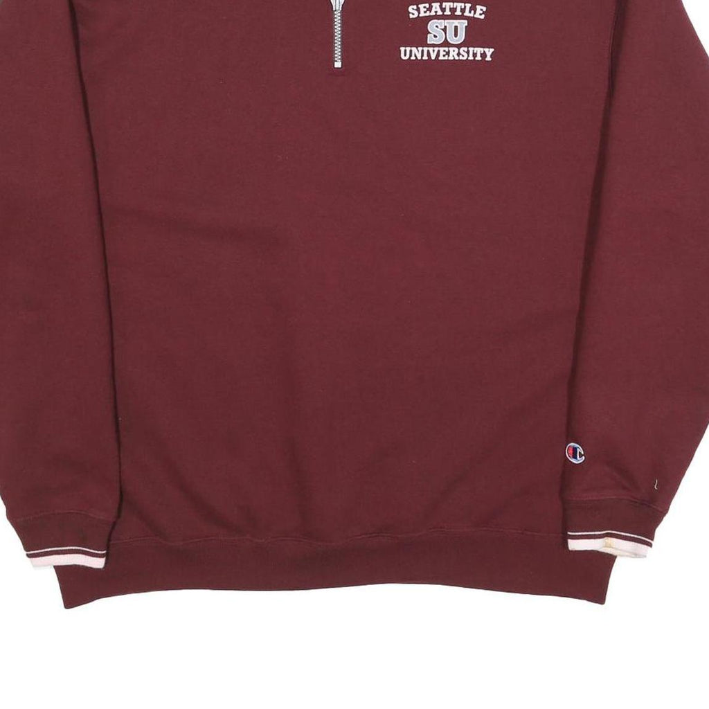 CHAMPION Mens Maroon 1/4 Zip Sweatshirt XL Seattle University Logo