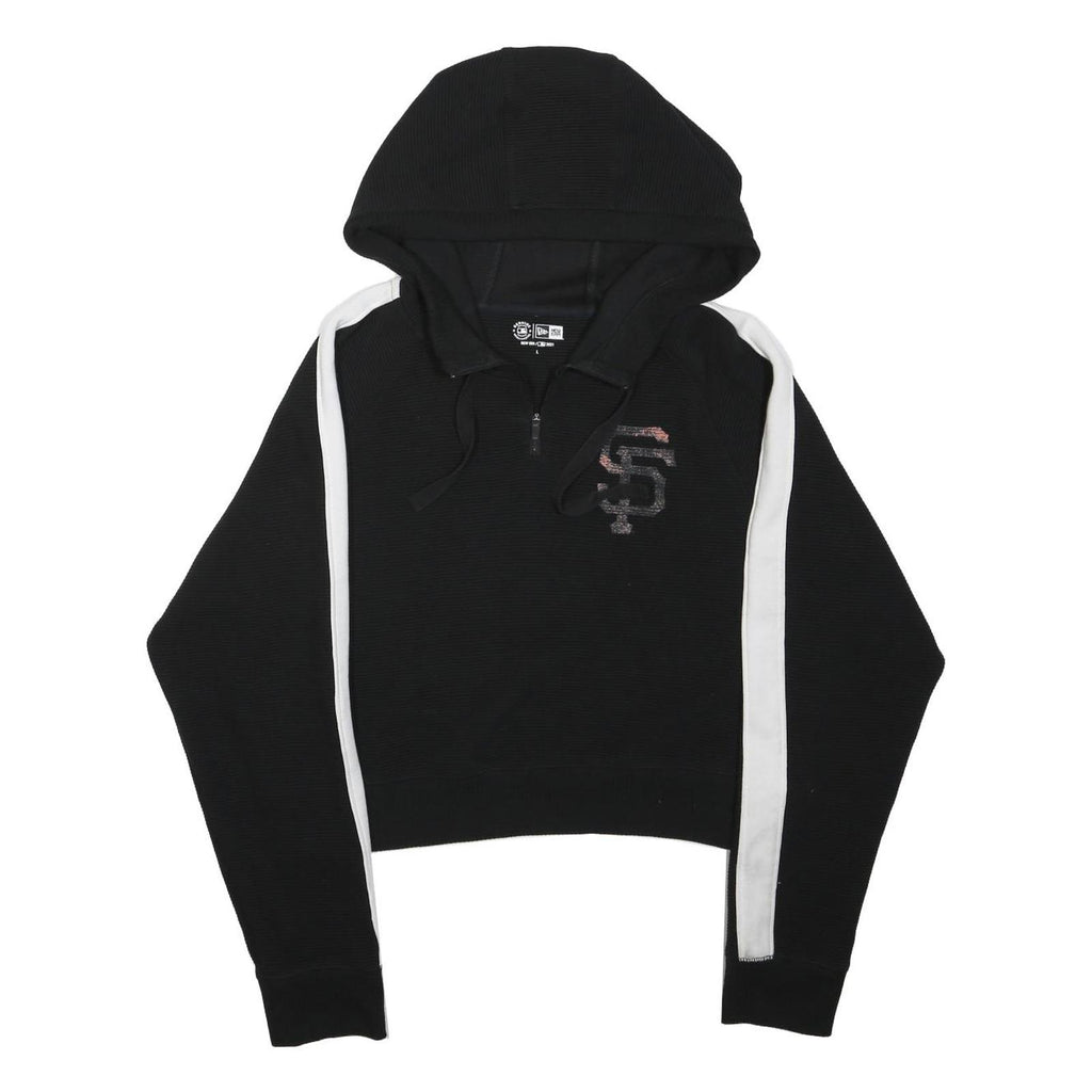 NEW ERA Womens Black & White ¼ Zip Hoodie L San Francisco SF Logo Sportswear