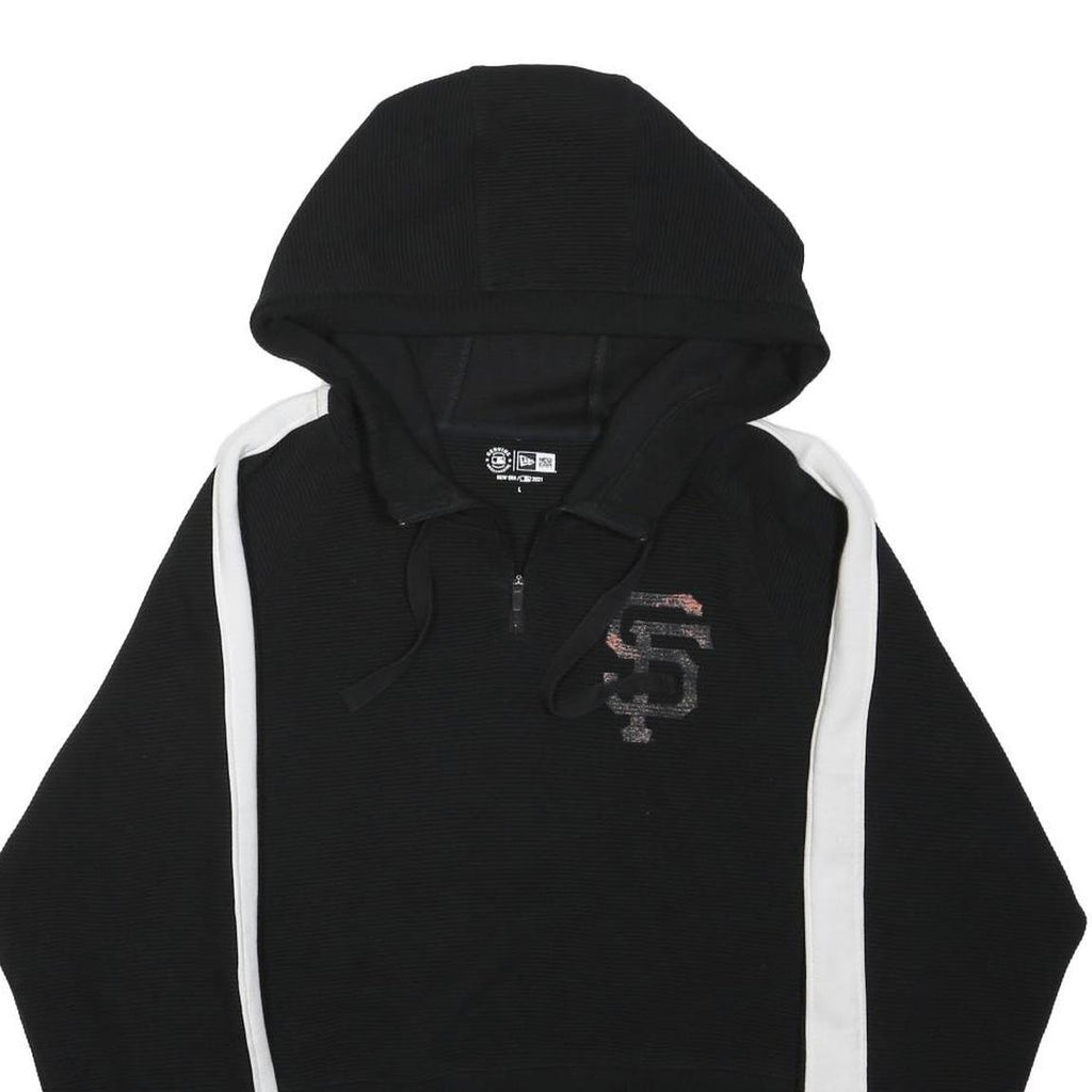 NEW ERA Womens Black & White ¼ Zip Hoodie L San Francisco SF Logo Sportswear