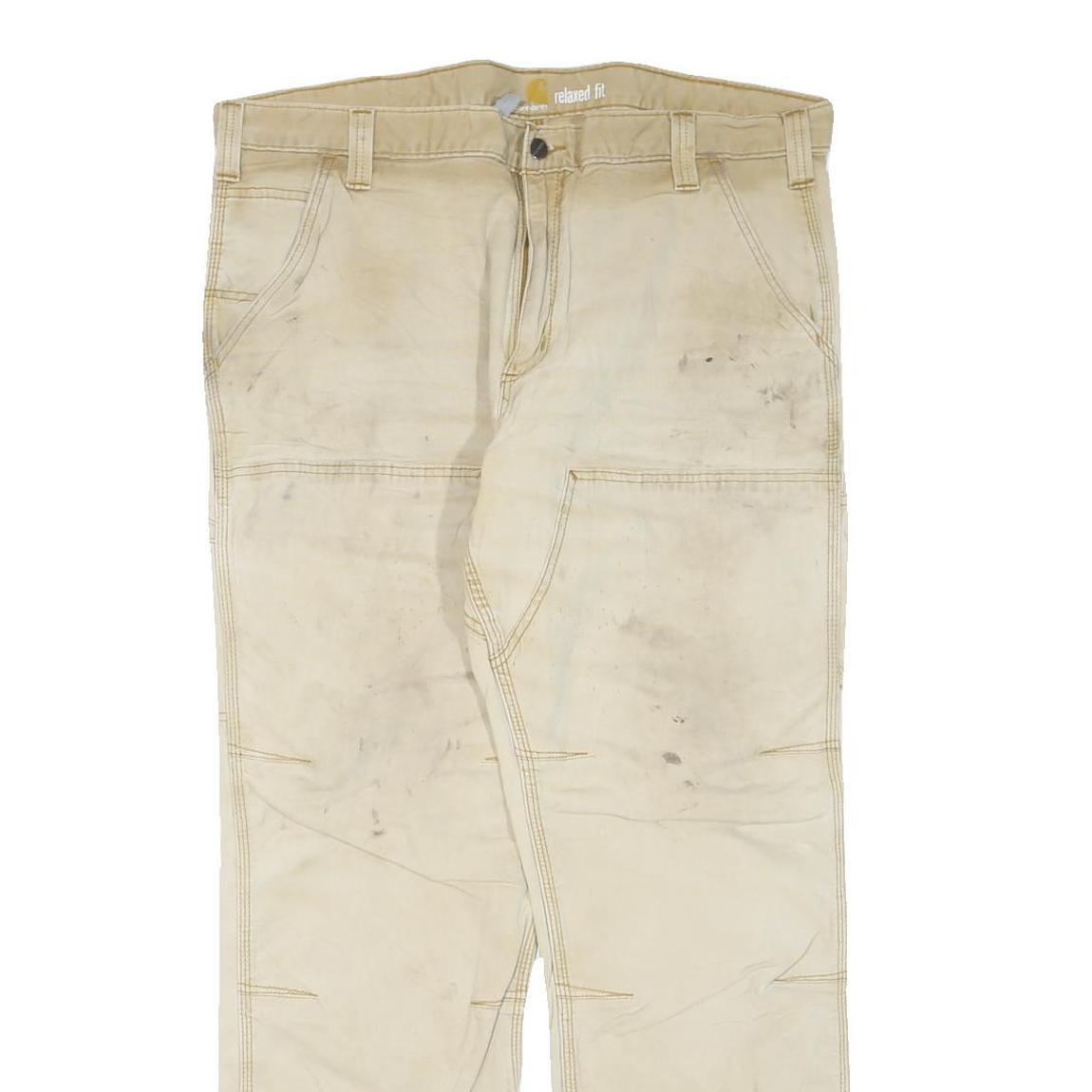 CARHARTT Mens Jeans Beige Regular Straight Denim Fair W40 L32 Workwear Utility