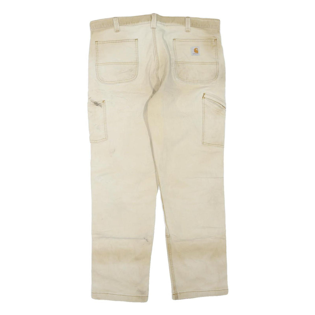 CARHARTT Mens Jeans Beige Regular Straight Denim Fair W40 L32 Workwear Utility