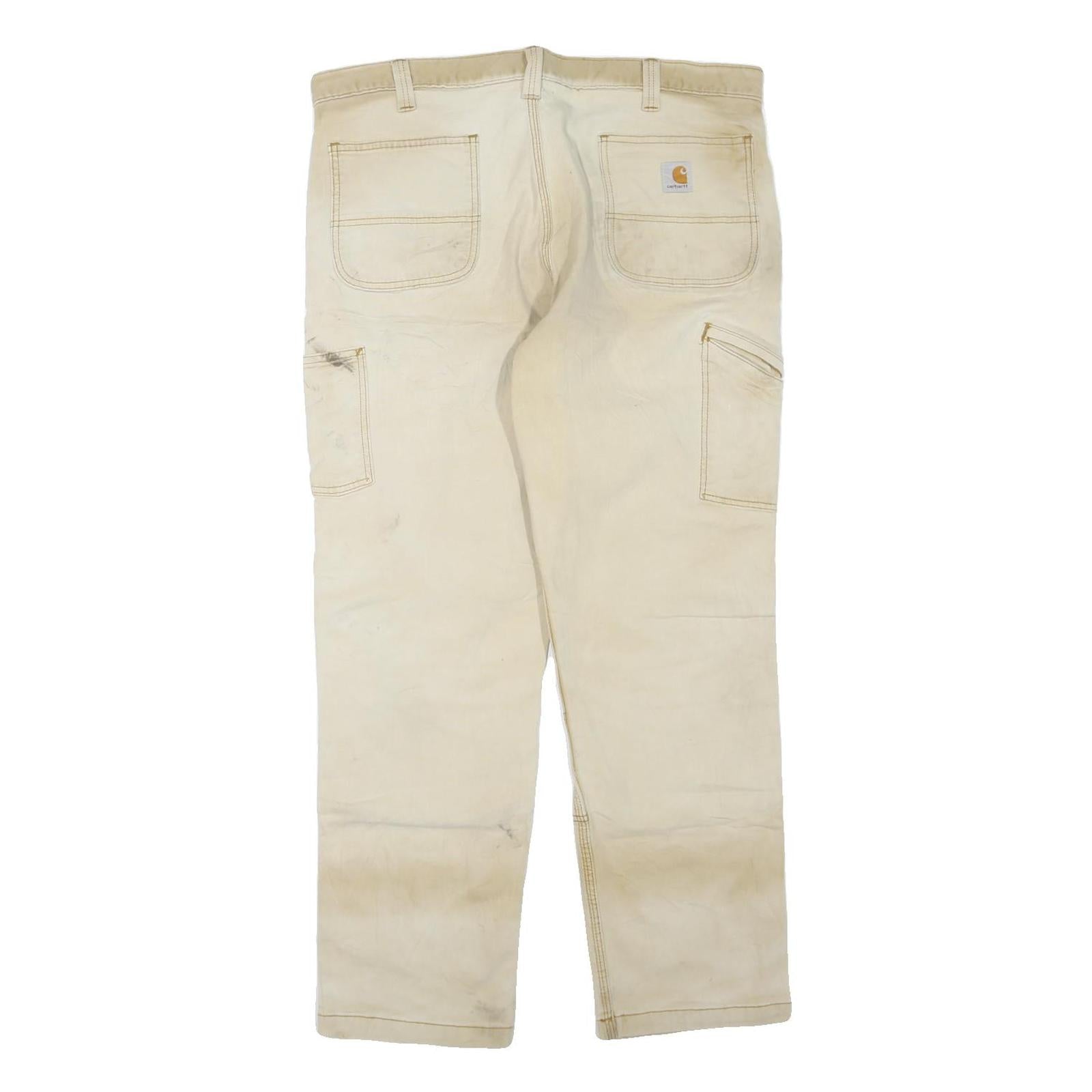CARHARTT Mens Jeans Beige Regular Straight Denim Fair W40 L32 Workwear Utility