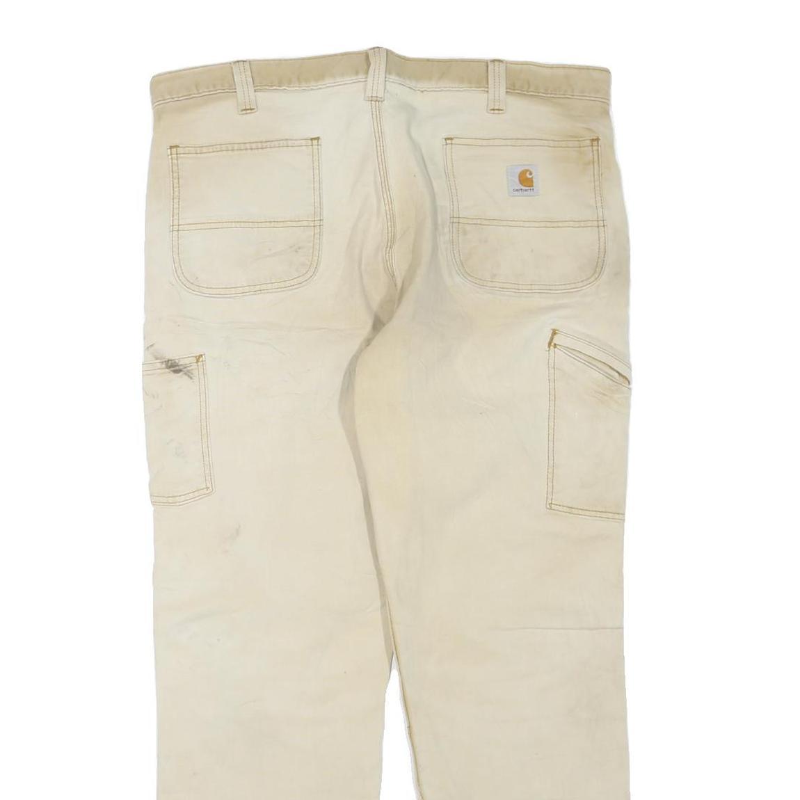 CARHARTT Mens Jeans Beige Regular Straight Denim Fair W40 L32 Workwear Utility