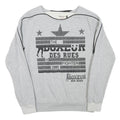 BOXEUR Mens Grey Cotton Blend Sweatshirt L Crew Neck Graphic Print
