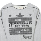 BOXEUR Mens Grey Cotton Blend Sweatshirt L Crew Neck Graphic Print